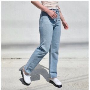 Agolde 90's Pinch High Rise Straight Jeans Womens Size 31 Light Blue Wash